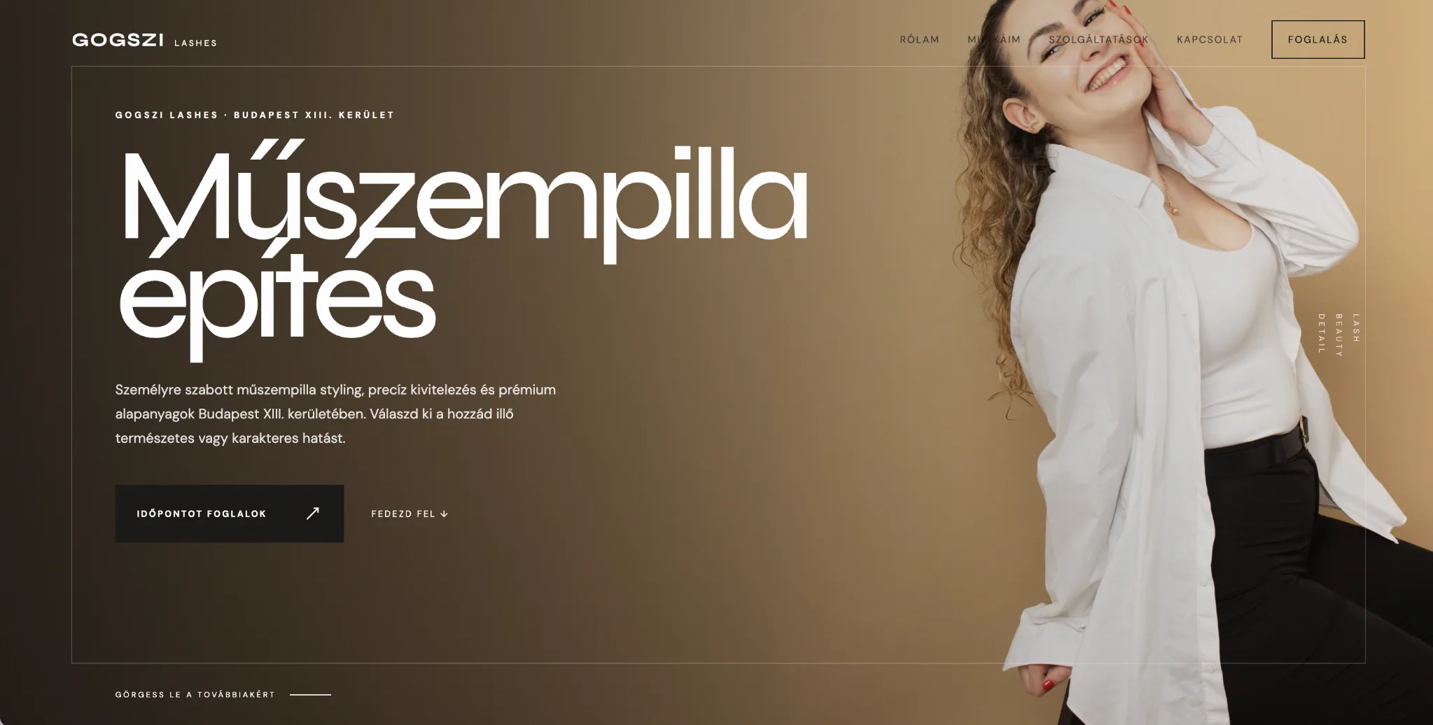 Gogszi Lashes weboldal referencia